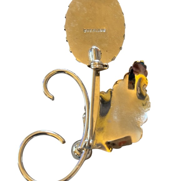 Rhodochrosite and Silver Sterling Vintage Brooch 2.5 inches - Picture 2 of 3